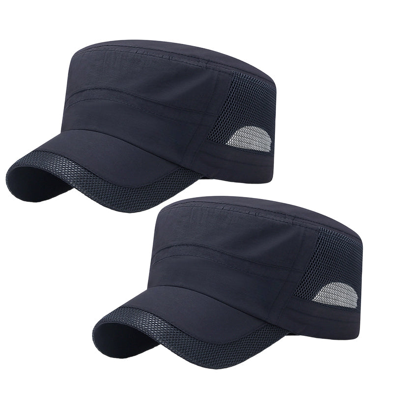 Gorra plana para exteriores con paneles de malla
