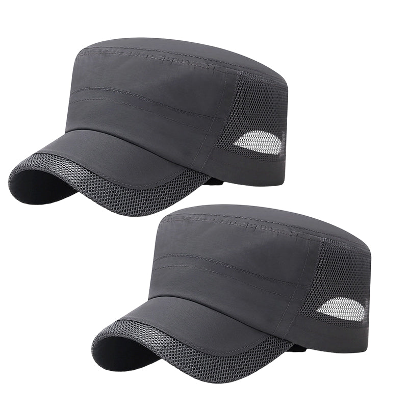 Gorra plana para exteriores con paneles de malla
