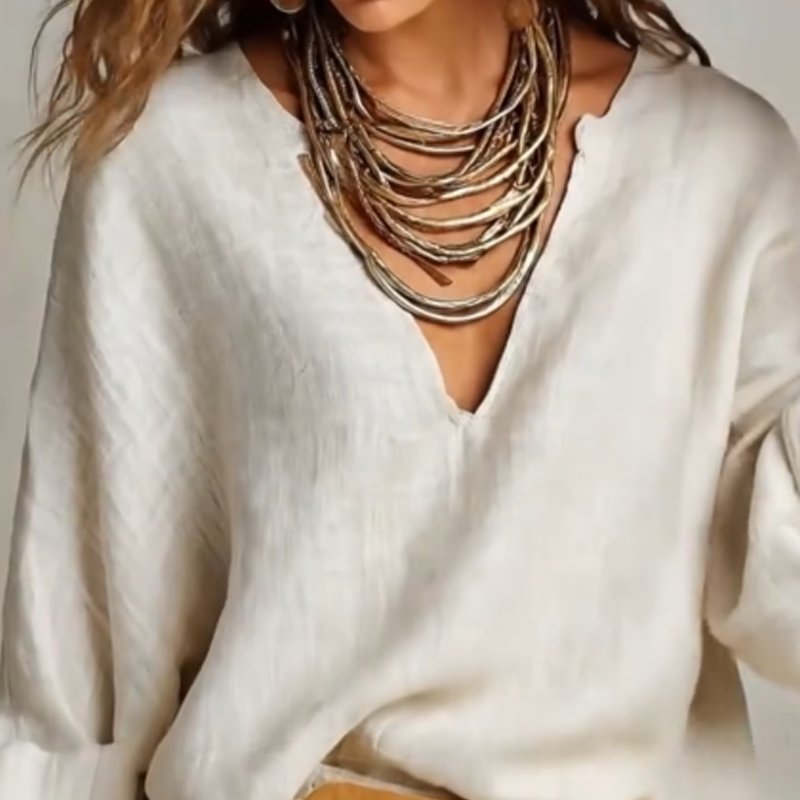 Conjunto de top con cuello en V y pantalón ancho