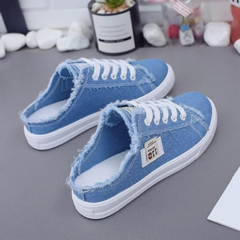 Sneakers mules in denim da donna