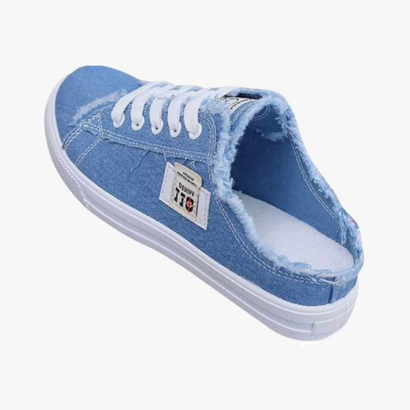 Sneakers mules in denim da donna