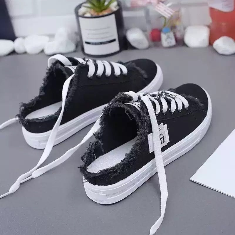Sneakers mules in denim da donna