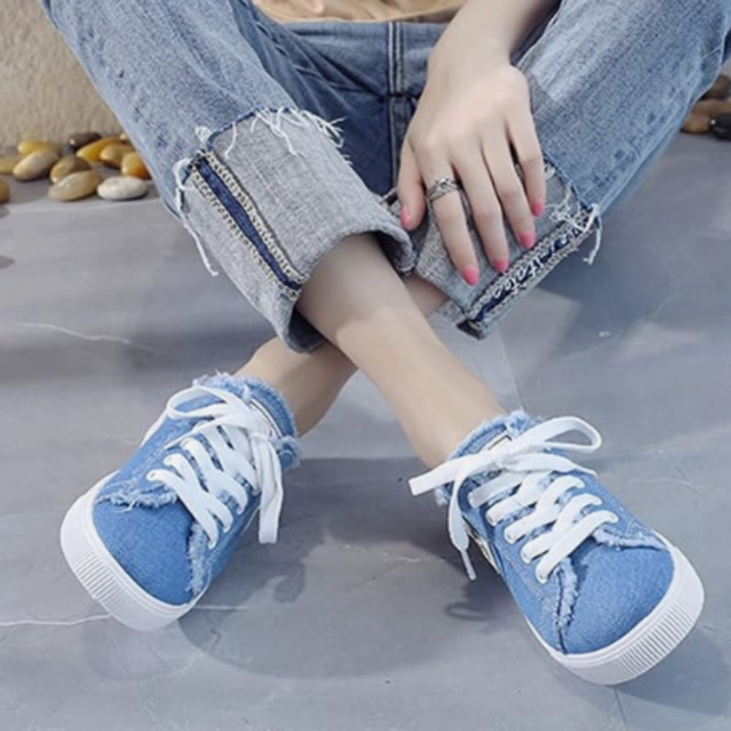 Sneakers mules in denim da donna