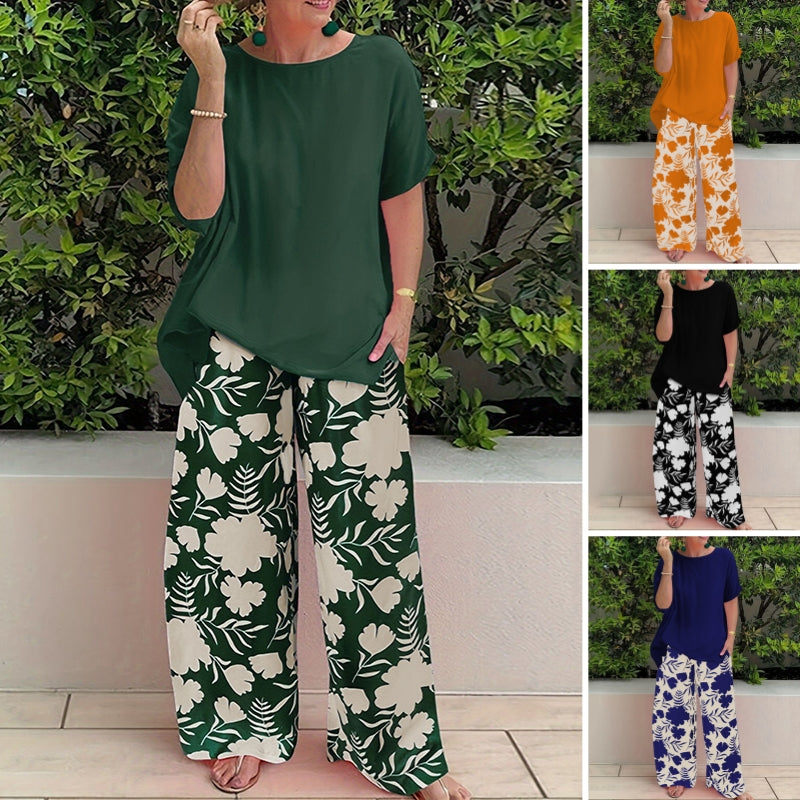 Conjunto de dos piezas con pantalón estampado floral