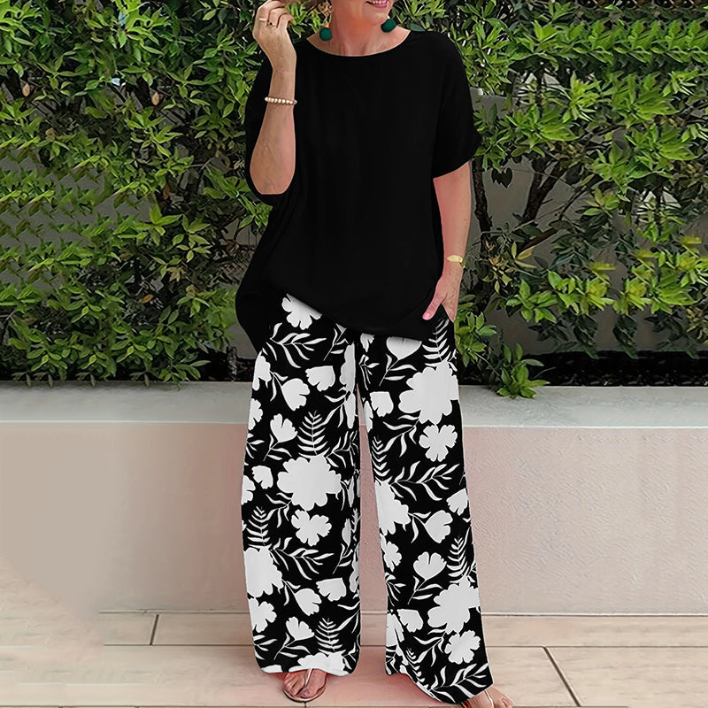 Conjunto de dos piezas con pantalón estampado floral