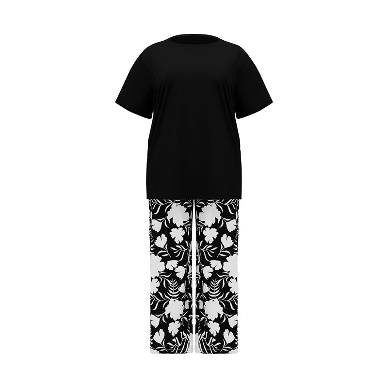 Conjunto de dos piezas con pantalón estampado floral