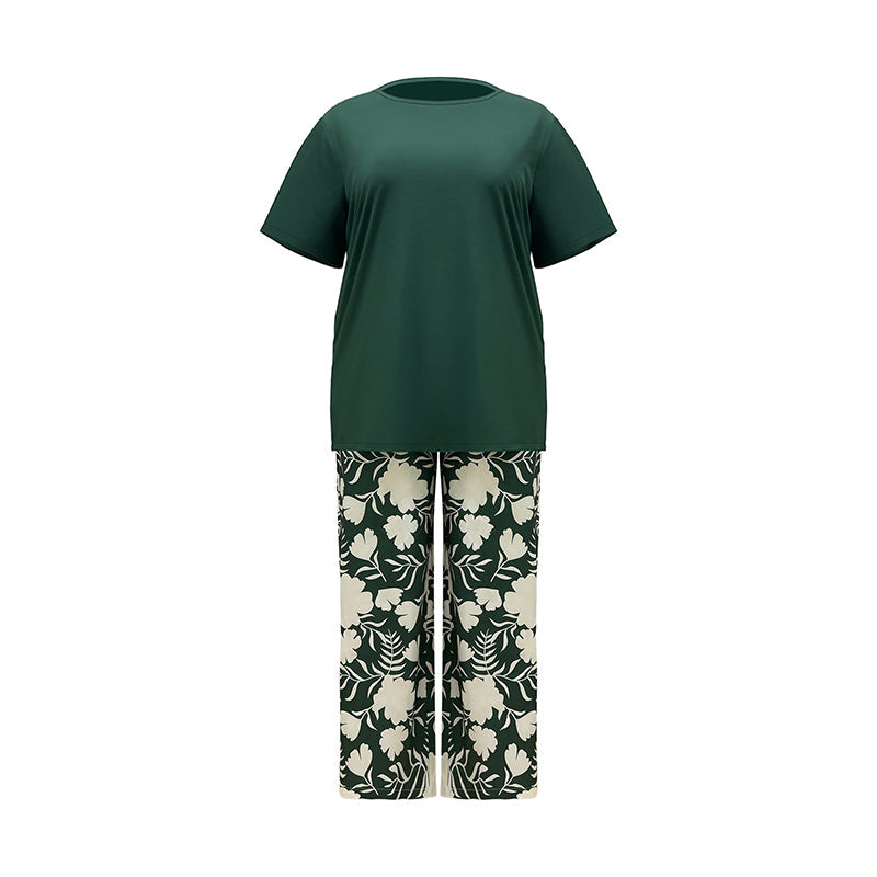 Conjunto de dos piezas con pantalón estampado floral