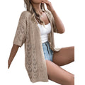 Cardigan bohémien a maglia traforata con maniche corte