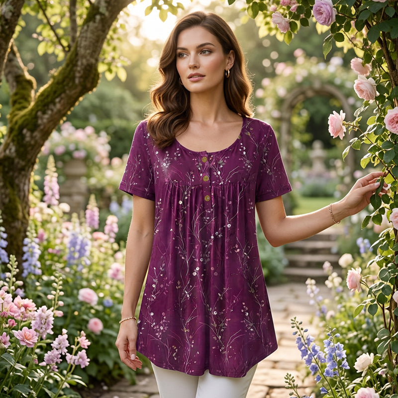 Tunique femme plissée à imprimé floral