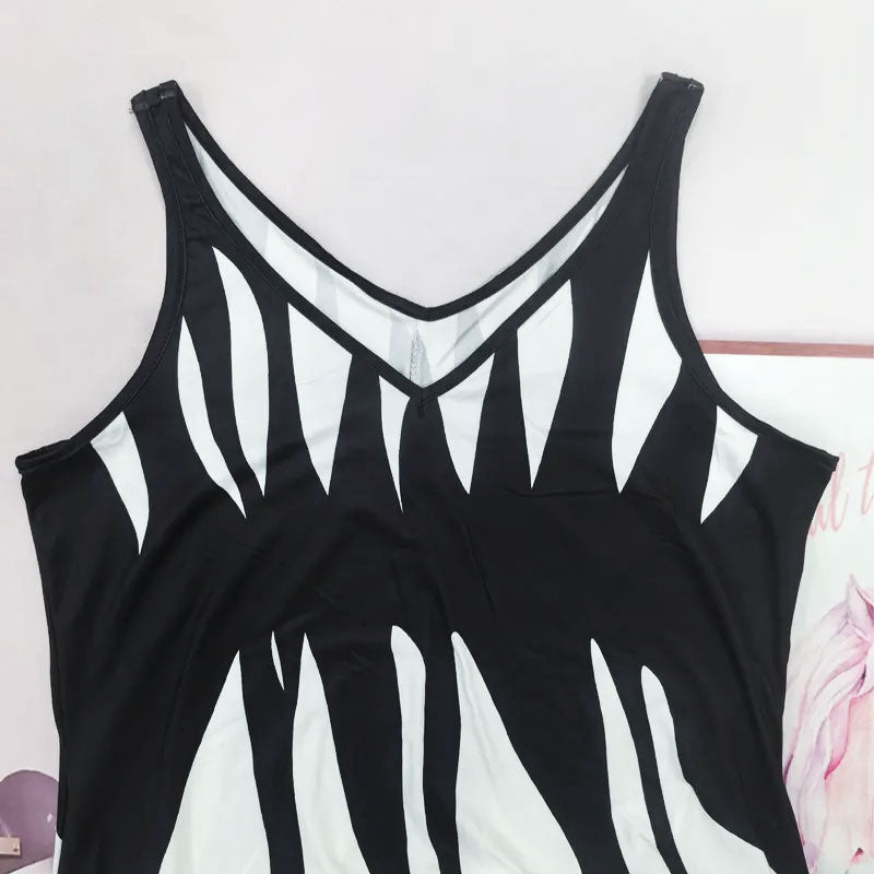 Vestido estampado con cuello en V y tirantes finos para mujer
