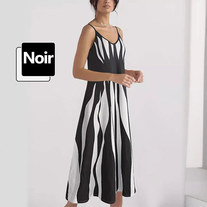 Vestido estampado con cuello en V y tirantes finos para mujer