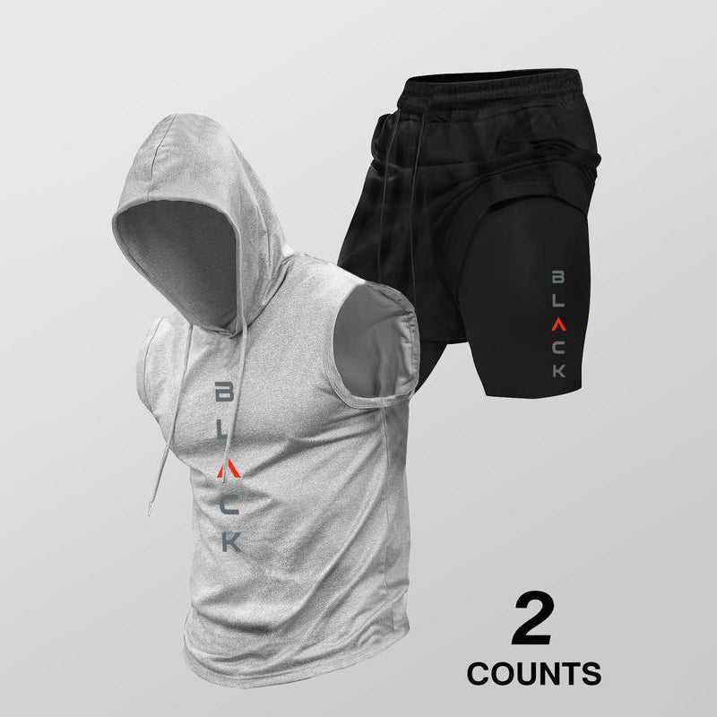 Conjunt esportiu per a home: samarreta sense mànigues i pantalons curts