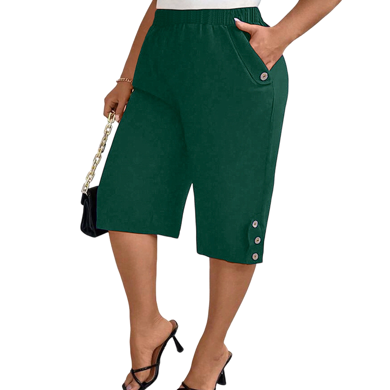 Pantaloni capri da donna con vita elasticizzata