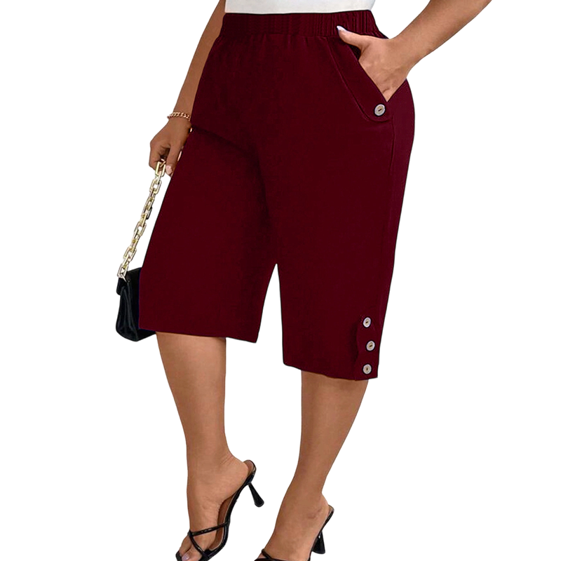 Pantaloni capri da donna con vita elasticizzata