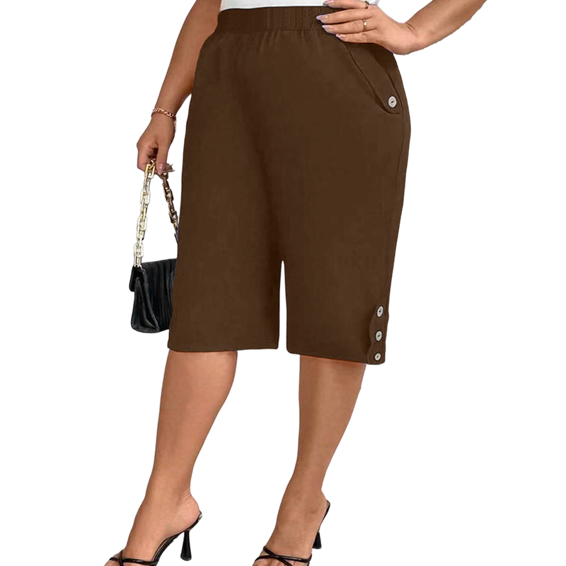 Pantaloni capri da donna con vita elasticizzata
