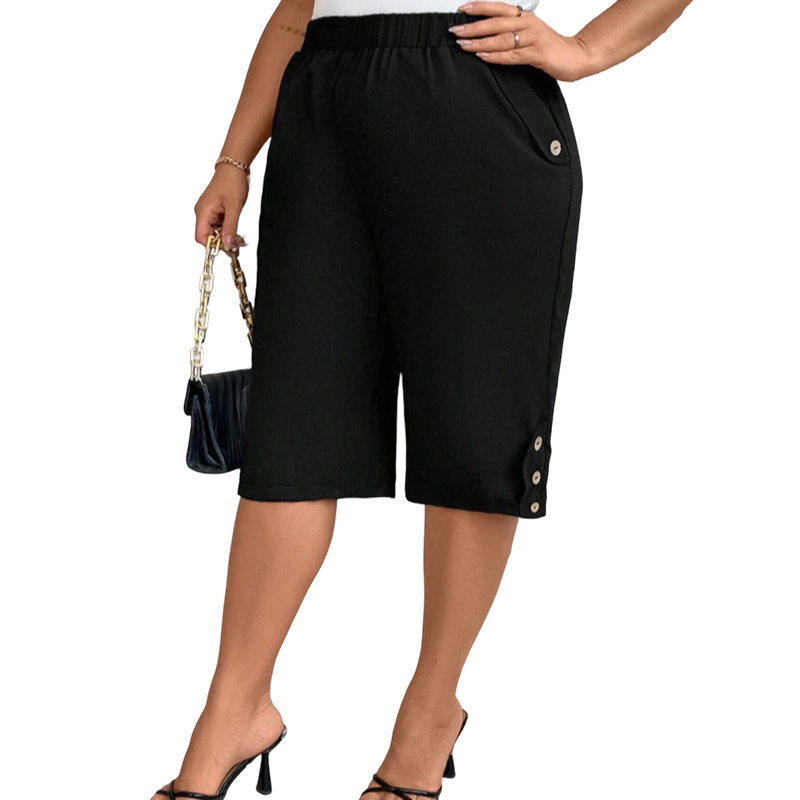 Pantaloni capri da donna con vita elasticizzata