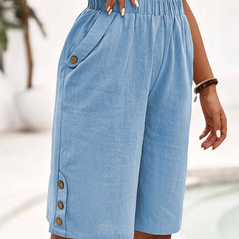 Pantalon capri à taille élastique pour femme