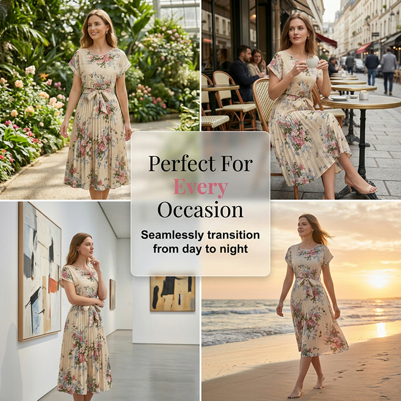 Vestido midi plisado con estampado floral