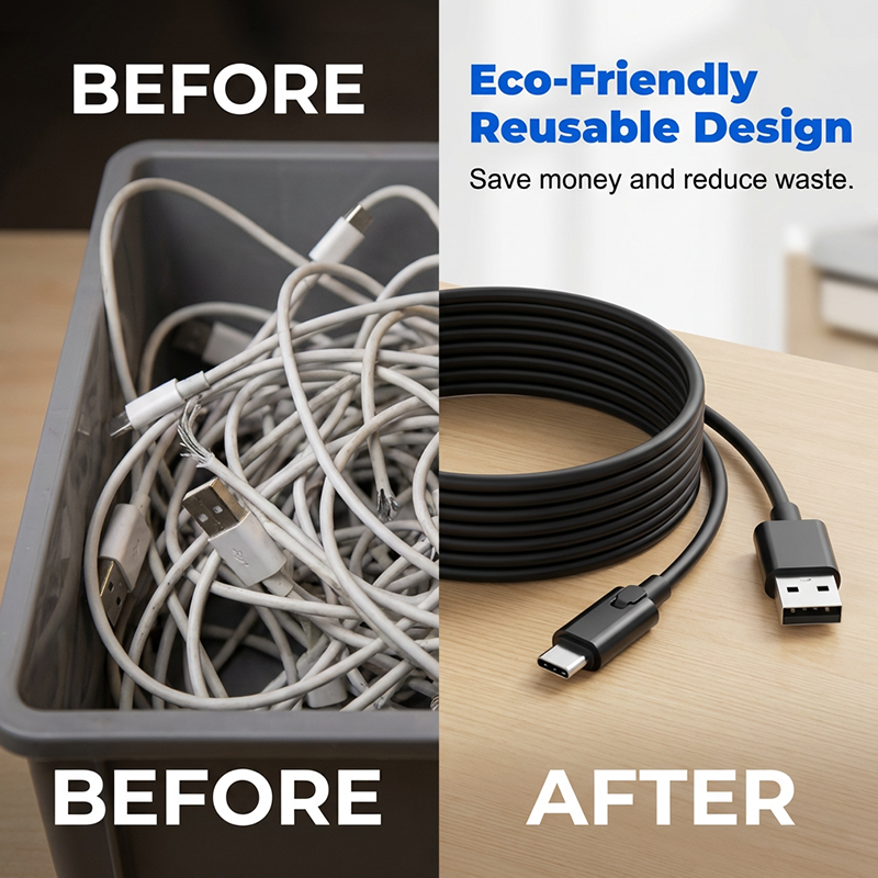 Reparerbar USB-C hurtiglader-kabel Cut & Fix