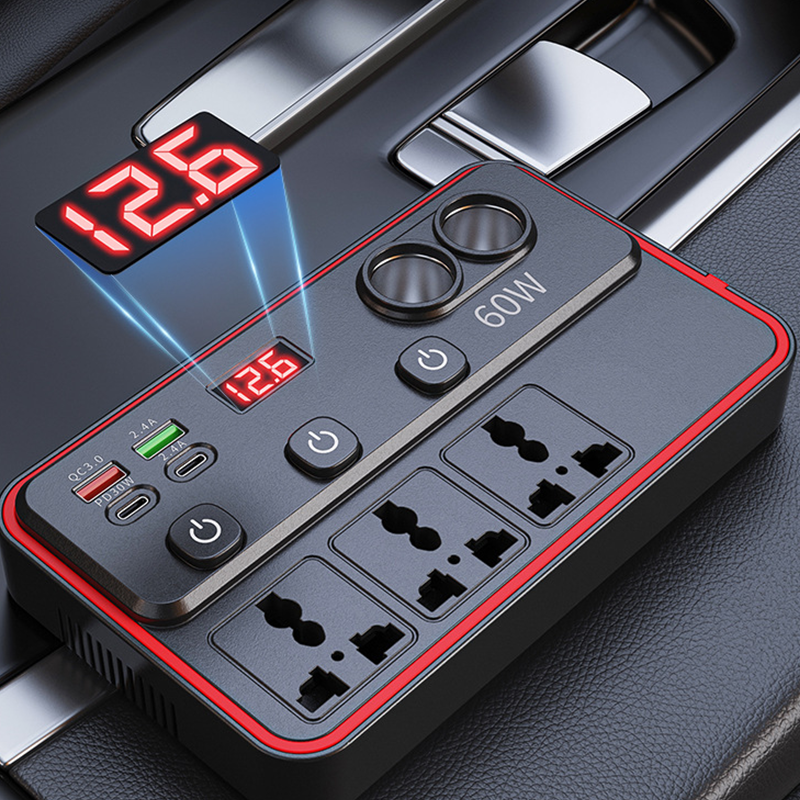 Carregador d'automòbil multifunció amb butacas de corrent altern i USB