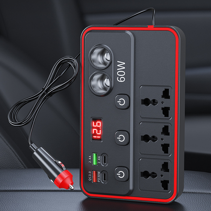 Carregador d'automòbil multifunció amb butacas de corrent altern i USB