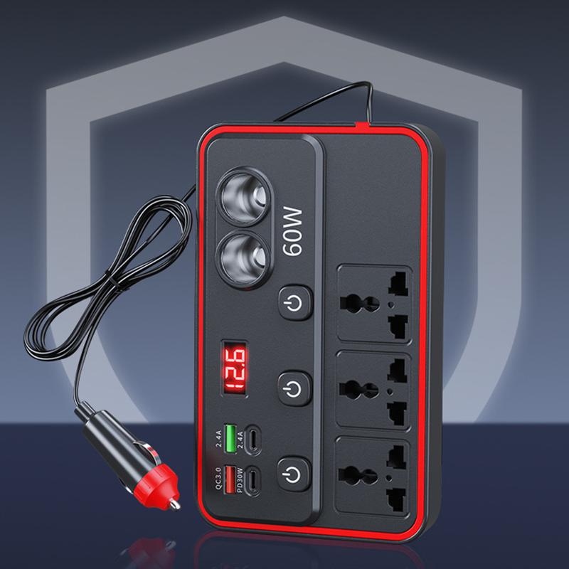 Carregador d'automòbil multifunció amb butacas de corrent altern i USB