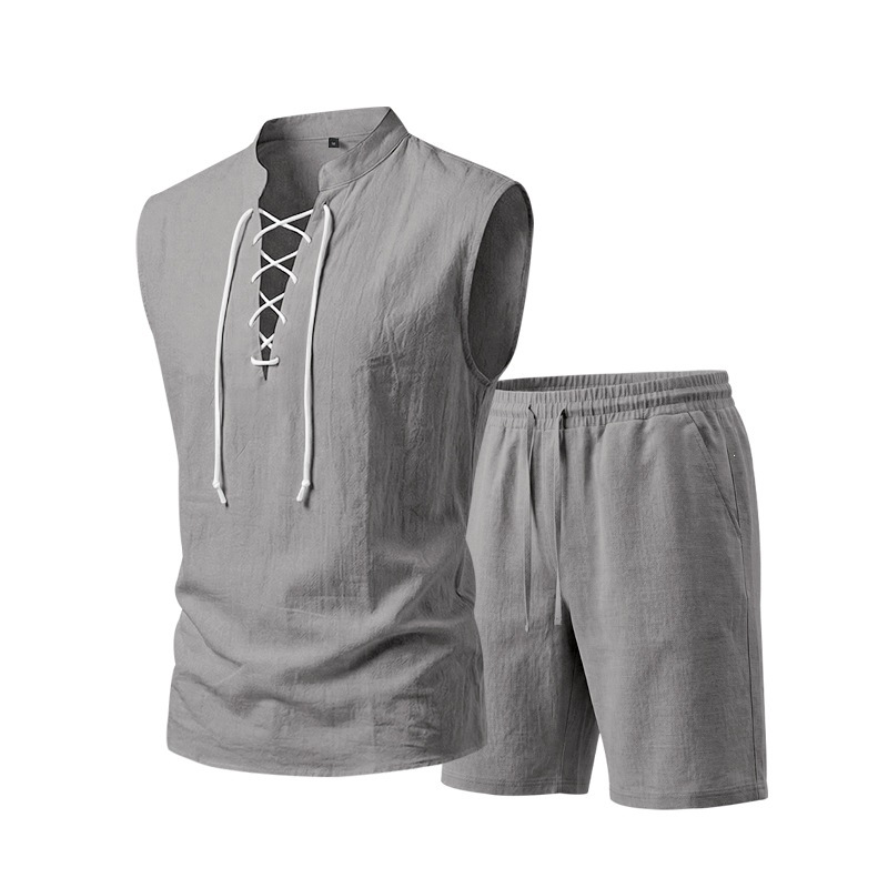 Conjunt d'home de lli: top lacet i pantalons curts