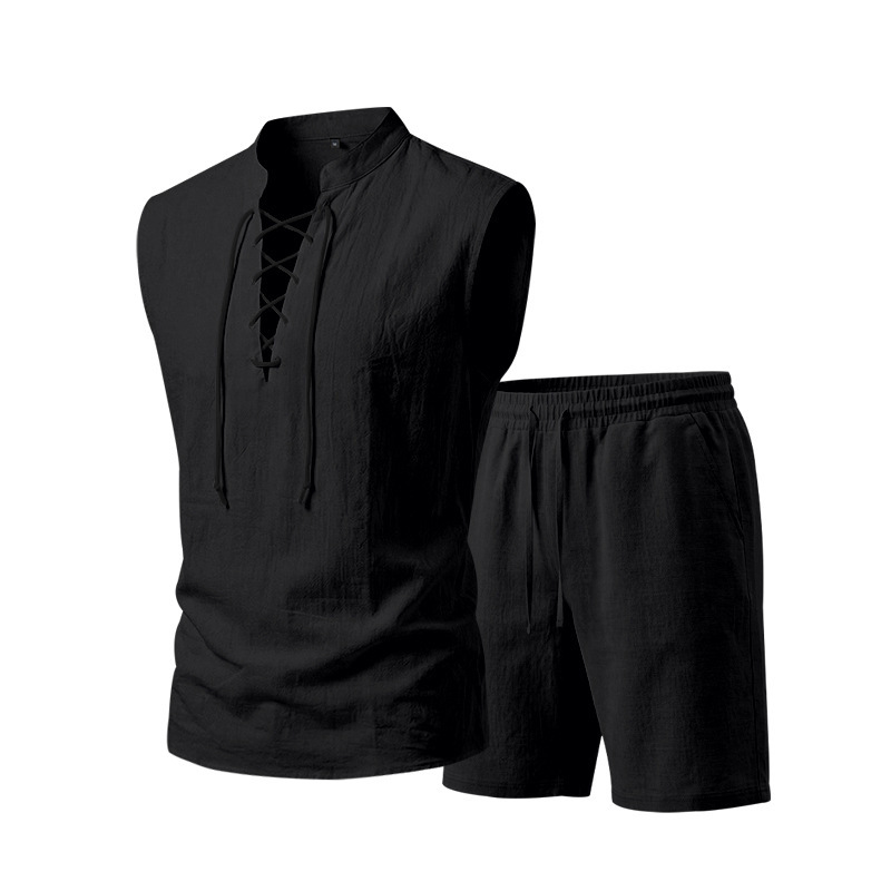 Conjunt d'home de lli: top lacet i pantalons curts