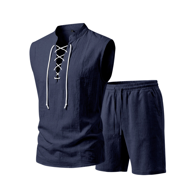Conjunt d'home de lli: top lacet i pantalons curts