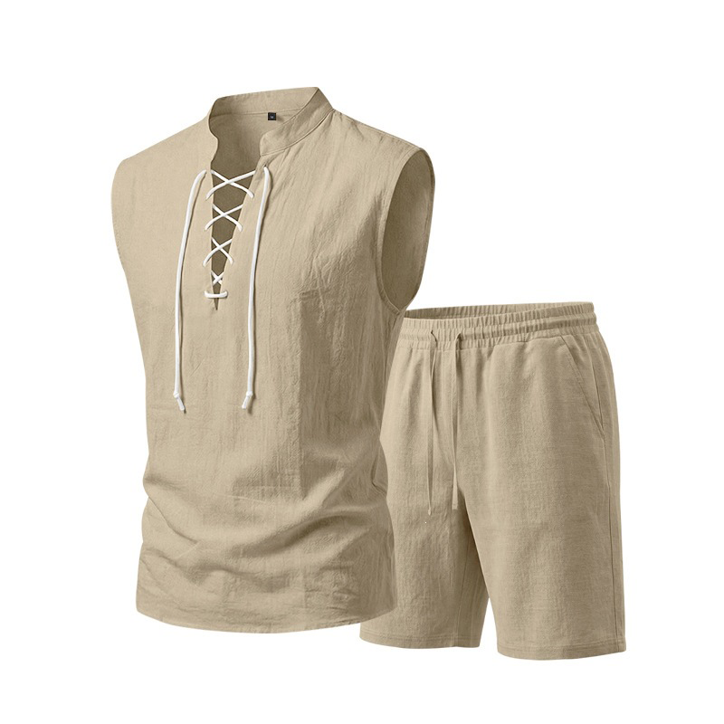Conjunt d'home de lli: top lacet i pantalons curts