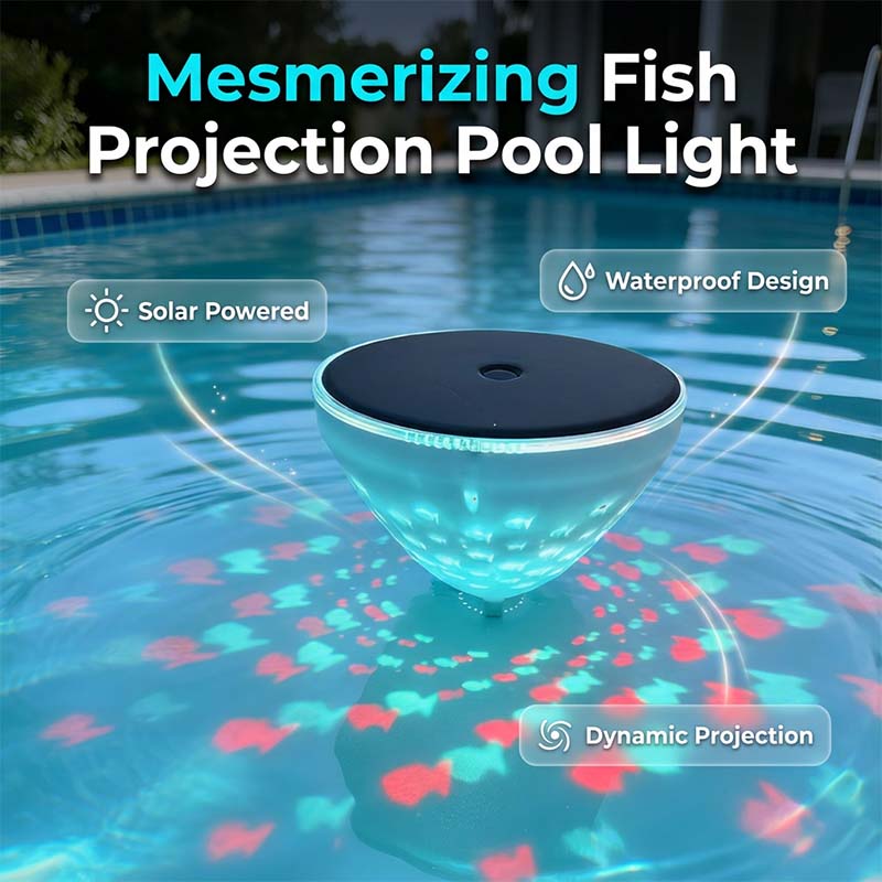 Lámpara solar flotante para piscina con proyección de peces