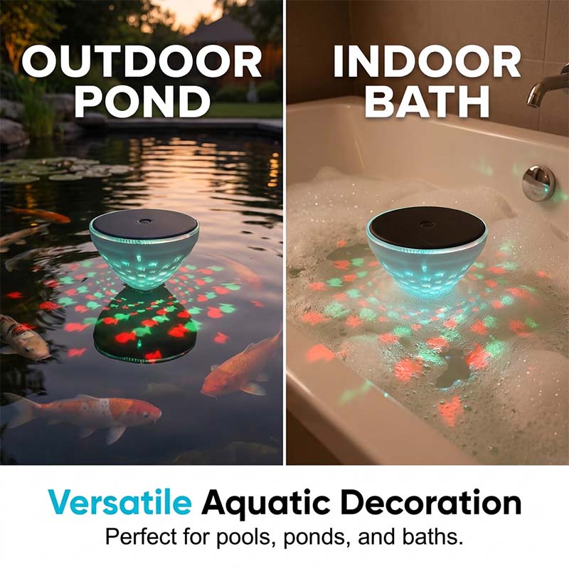Lámpara solar flotante para piscina con proyección de peces
