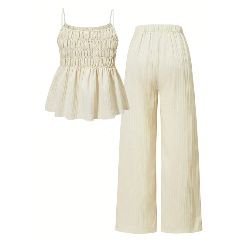 Conjunto de camisola y pantalón ancho informal