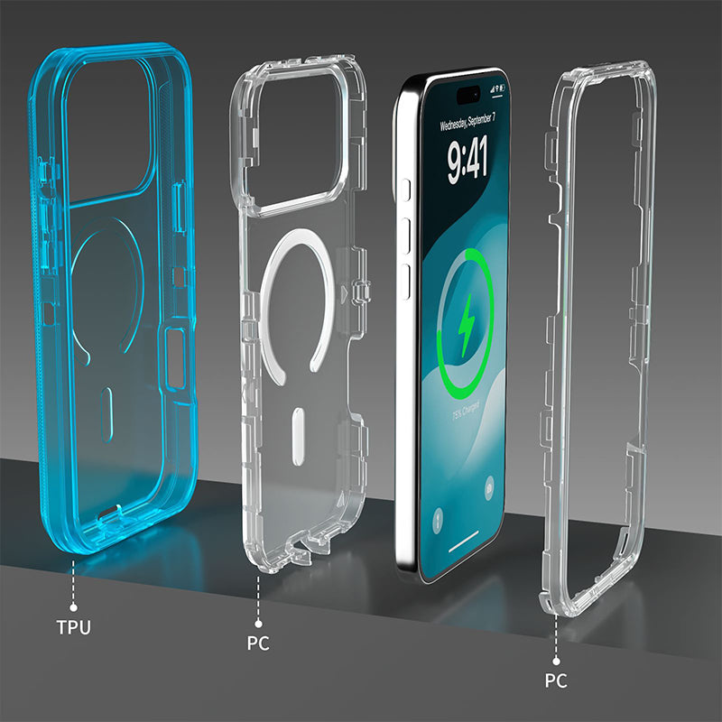 Funda magnètica transparent antiurts per a telèfons de la sèrie 13-17
