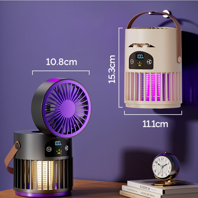 Ventall portàtil recarregable amb llum UV antimosquits