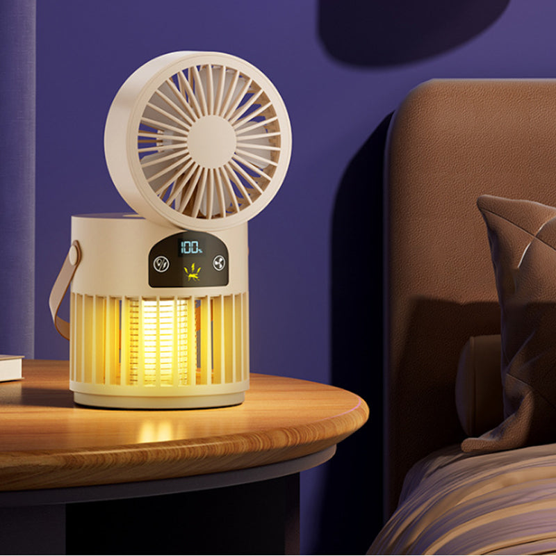 Ventall portàtil recarregable amb llum UV antimosquits