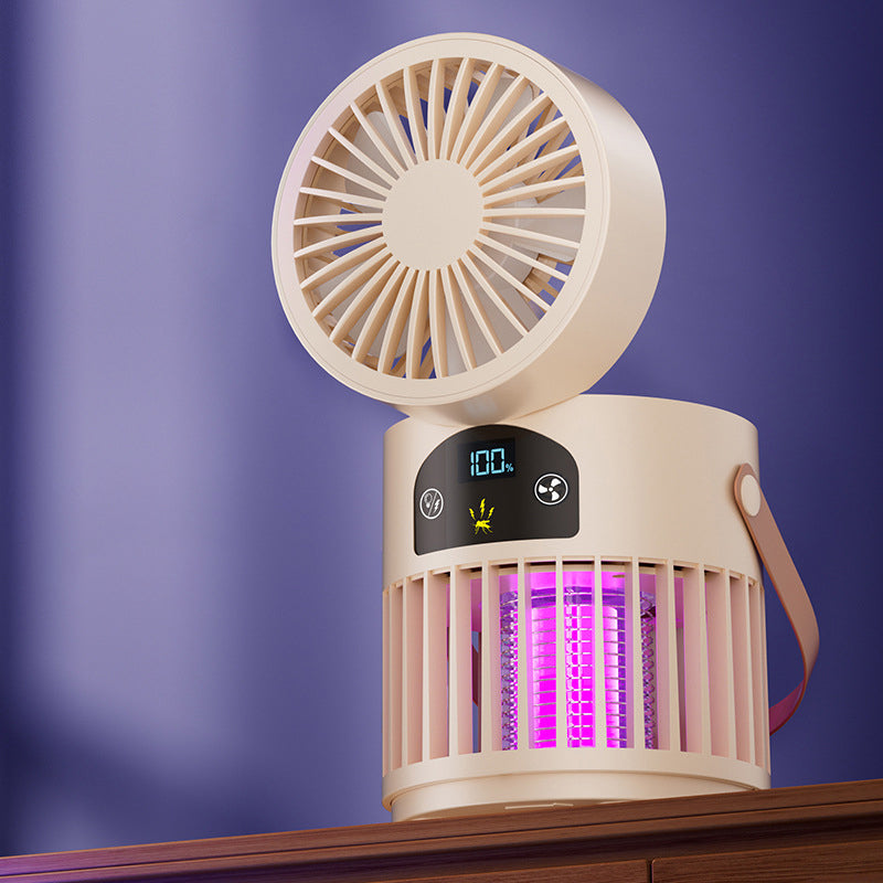Bærbar oppladbar vifte med UV-lampe mot mygg