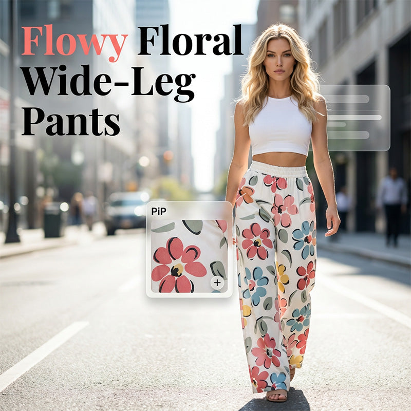 Pantalons palazzo de cama ampla i estampat floral per a dona