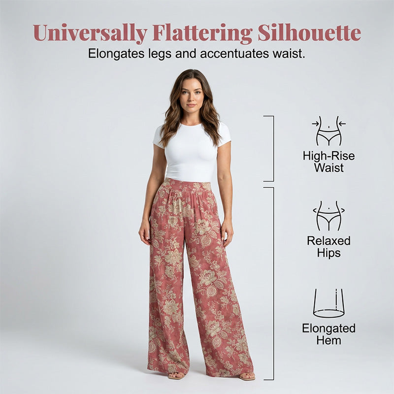 Pantalons palazzo de cama ampla i estampat floral per a dona