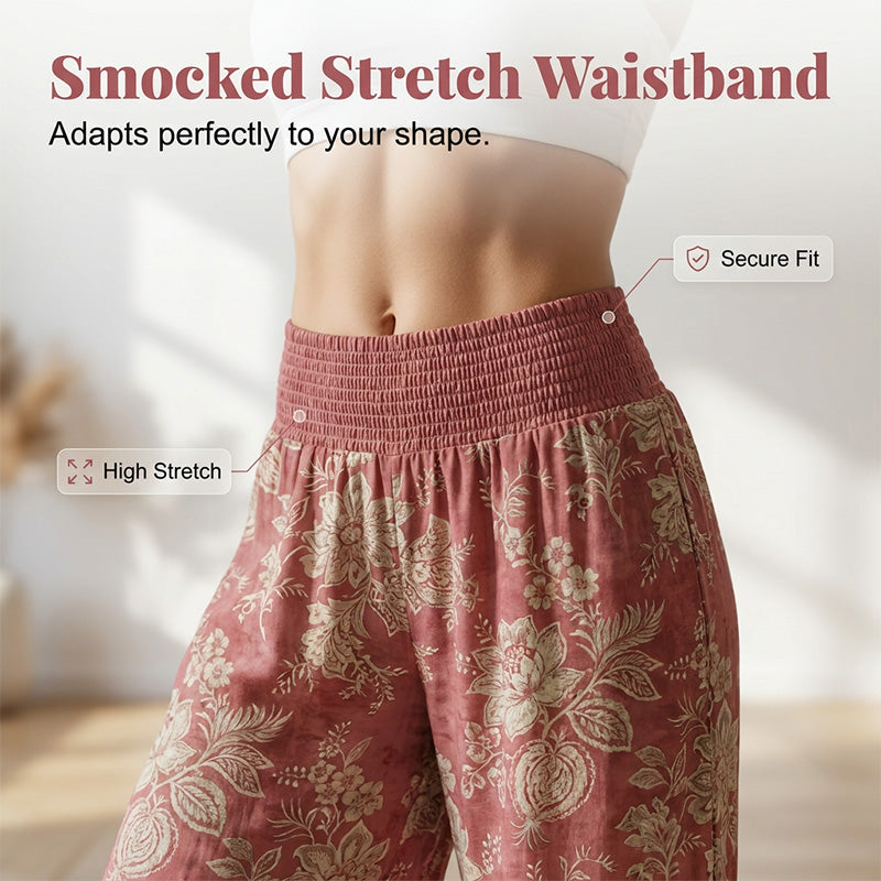 Pantalons palazzo de cama ampla i estampat floral per a dona
