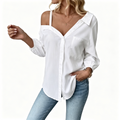 Camicia da donna con bottoni e spalle scoperte