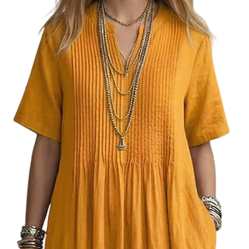 Abito ampio e casual da donna con scollo a V