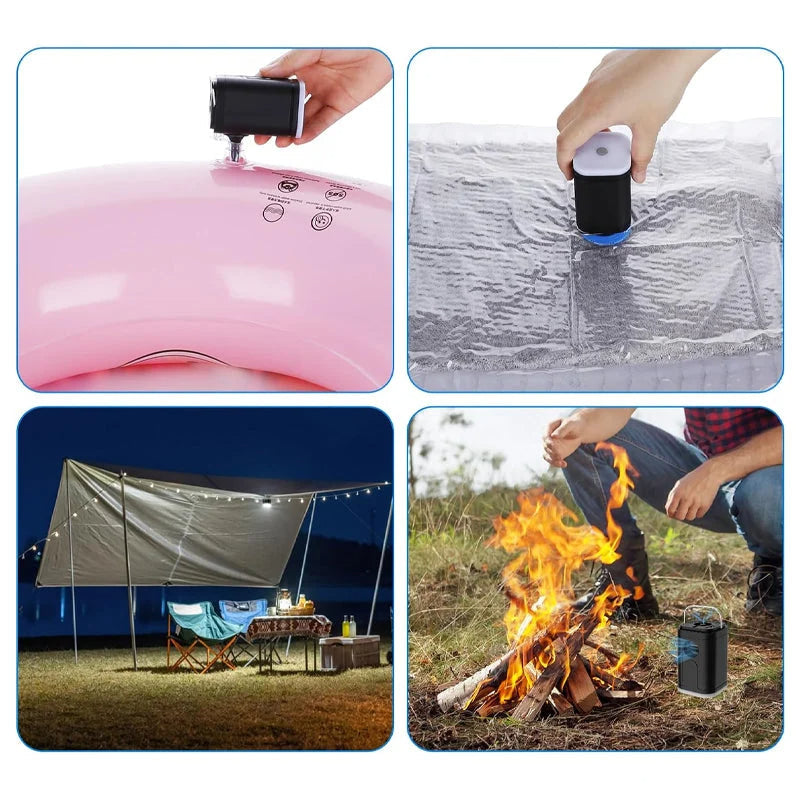 Pompe à air rechargeable pour camping avec lumière LED
