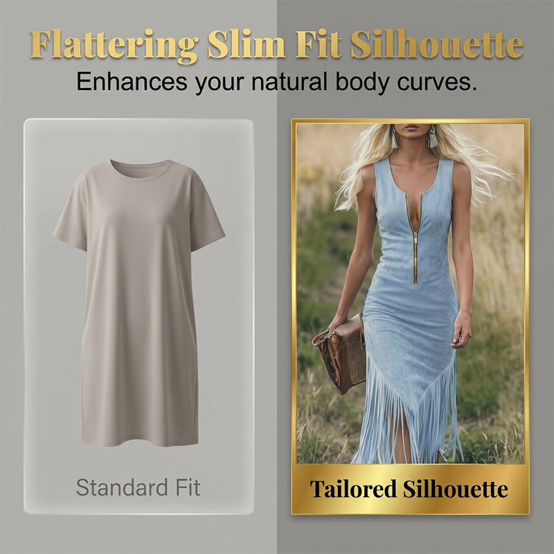 Abito slim western a frange