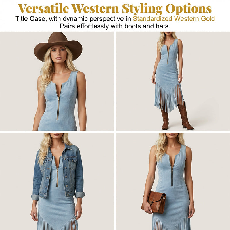 Abito slim western a frange