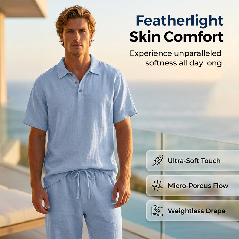Ensemble chemise et pantalon en lin pour homme
