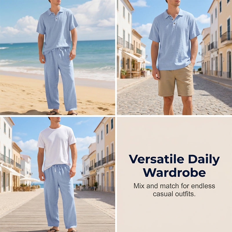 Ensemble chemise et pantalon en lin pour homme