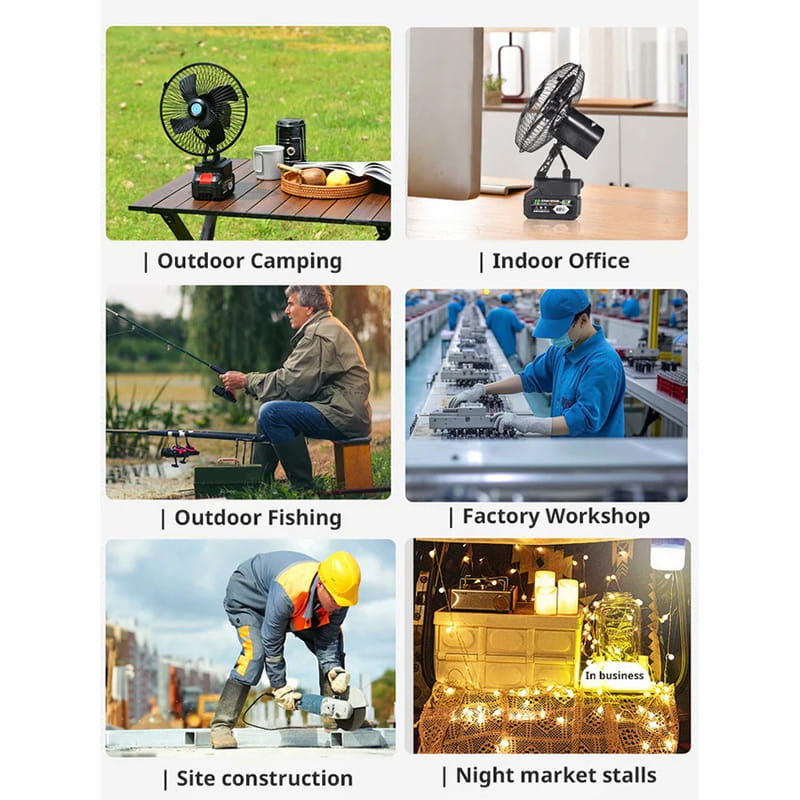 Ventilateurs de camping portables rechargeables, d'extérieur et sans fil