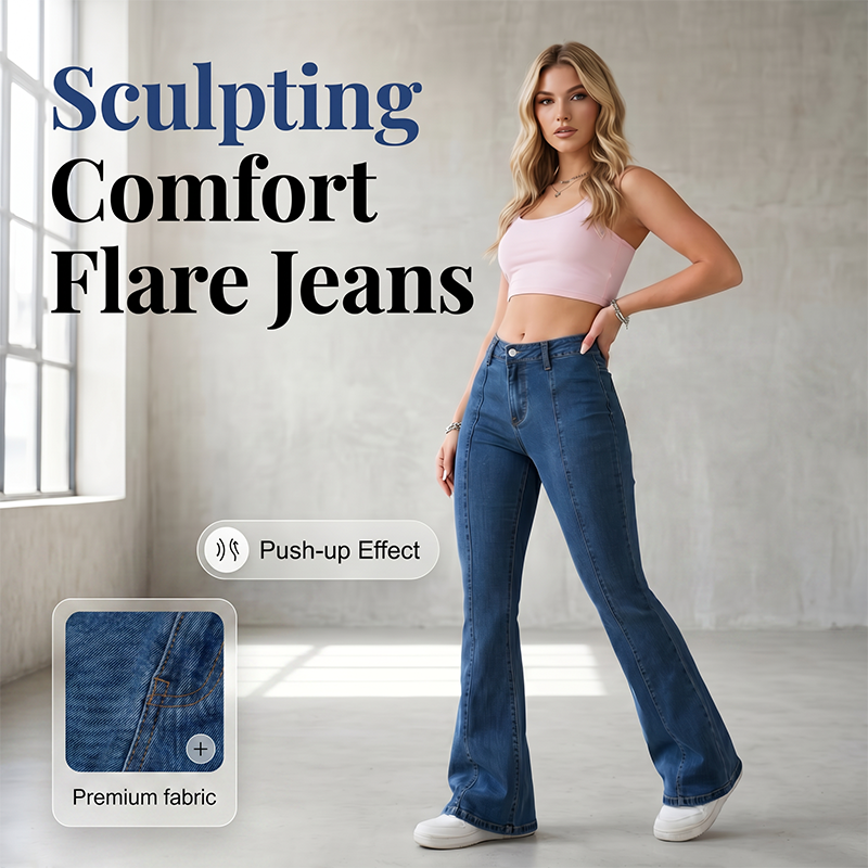 Stretch jeans med utsving og smal passform