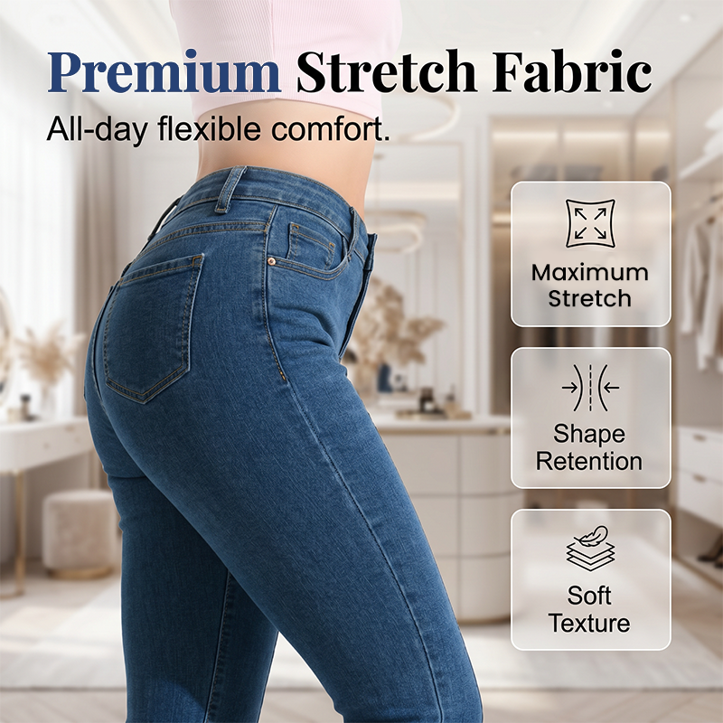 Stretch jeans med utsving og smal passform